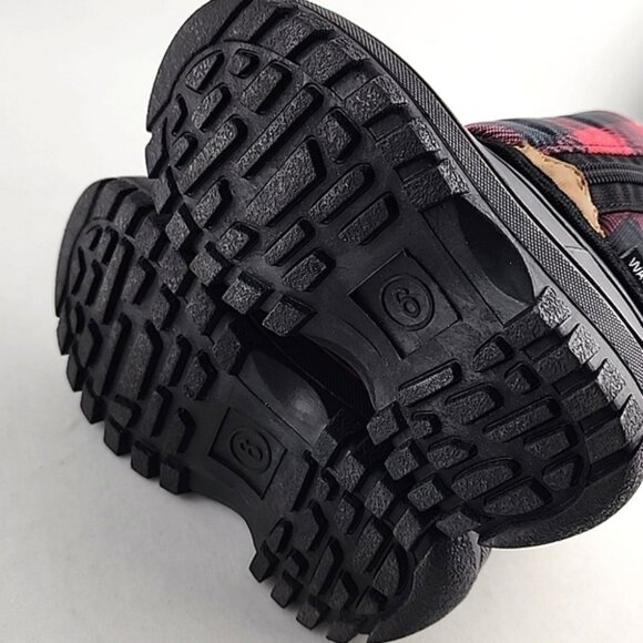Hot Paws Kids Red Plaid Snow Boots Waterproof Insulated -30C Reflective Size 6 - Picture 8 of 16